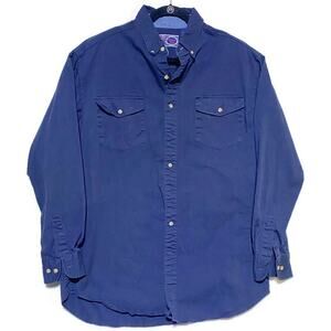 Williams Bay Button Up Shirt Men's Large Tall Solid Blue Long Sleeve